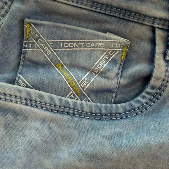 Black owl, designer jeans, size 32 light wash denim - Picture 3 of 13